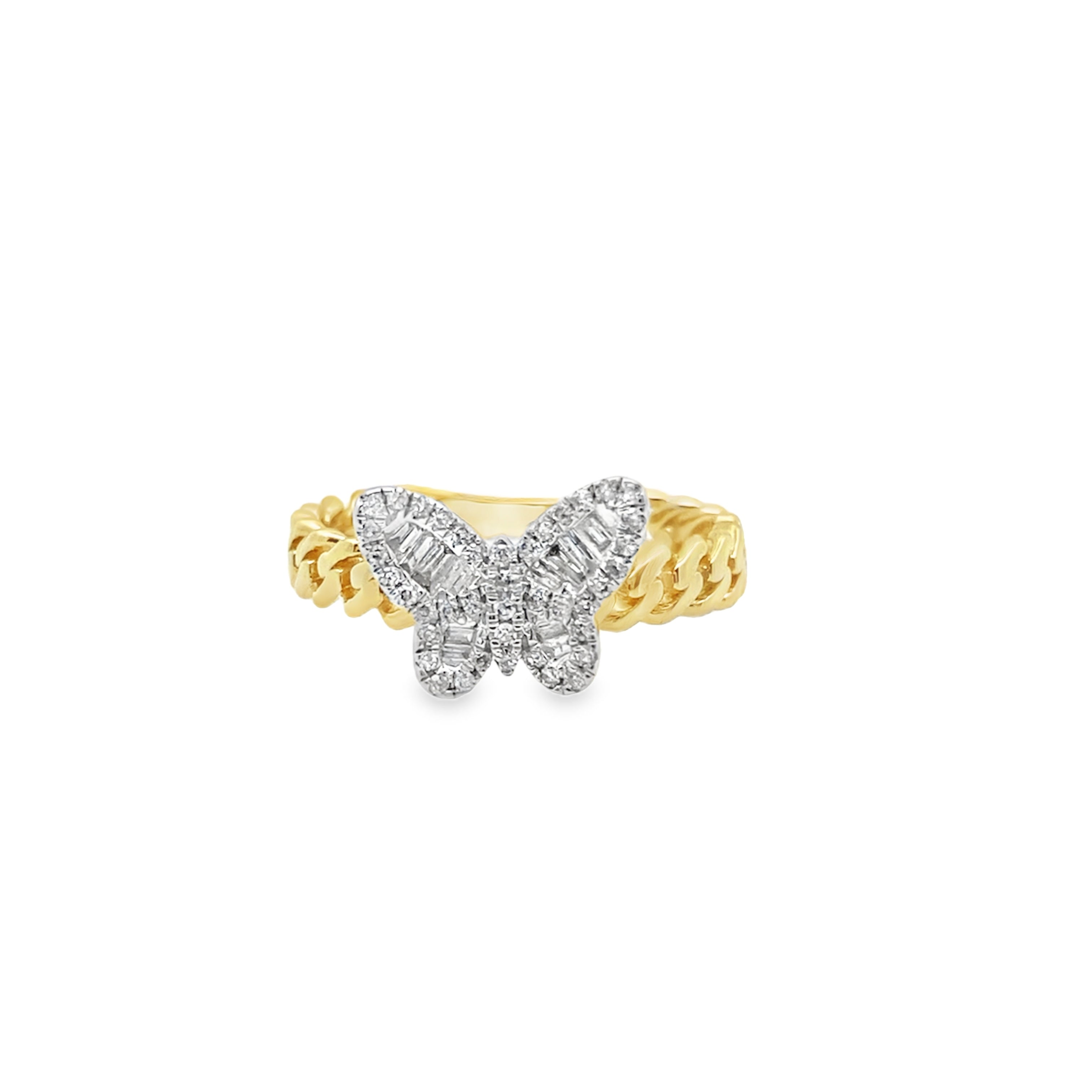 0.25Ct 14K Yellow Gold Diamond Butterfly Ring Size 7 1.7Dwt