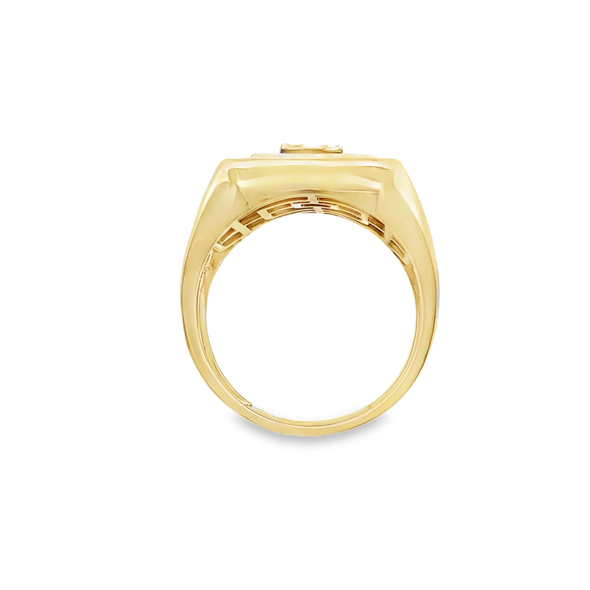 10K Yellow Gold San Lazaro Onyx W/Cz Mens Ring Size 11 7.4Dwt