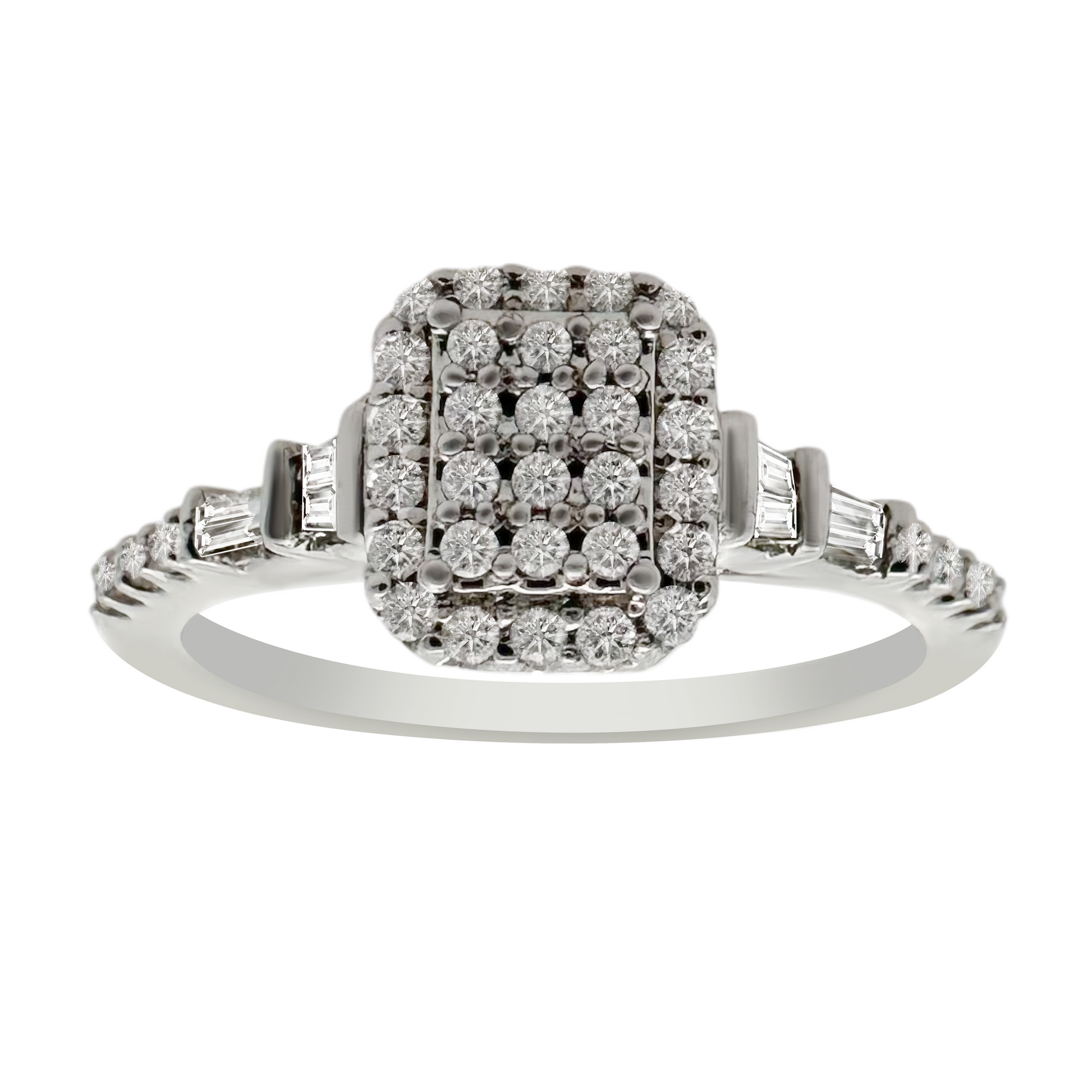 0.30Ctw 14K White Gold Diamond Engagement Ring Size 7 1.9Dwt