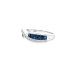 0.20Ctw Dird/ 1.05Ctw Sadc 14K White Gold Dia & Sapphire Ring Size 7 2.4Dwt