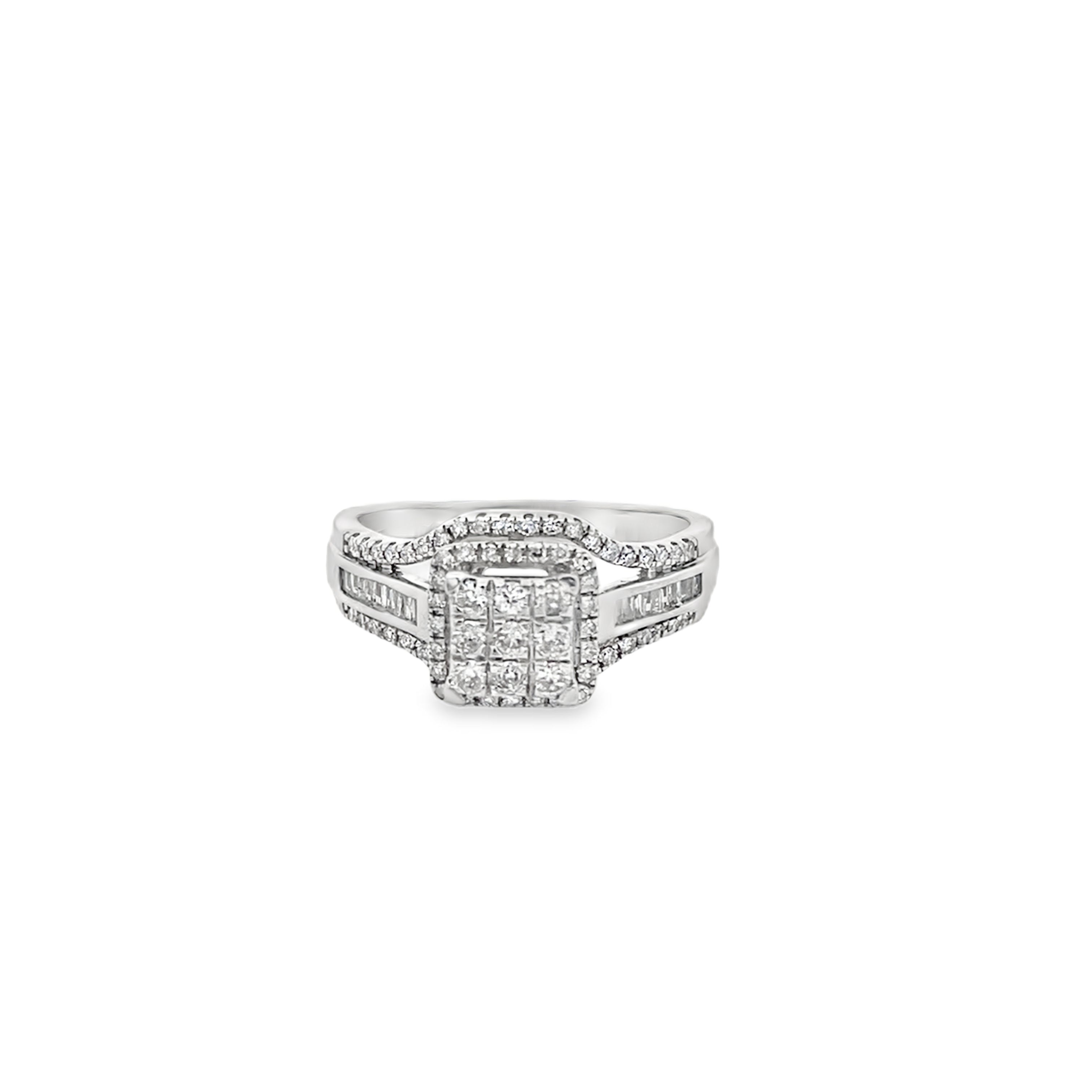 0.50Ct 10K White Gold Diamond Engagement Ring Size 7 2.2Dwt