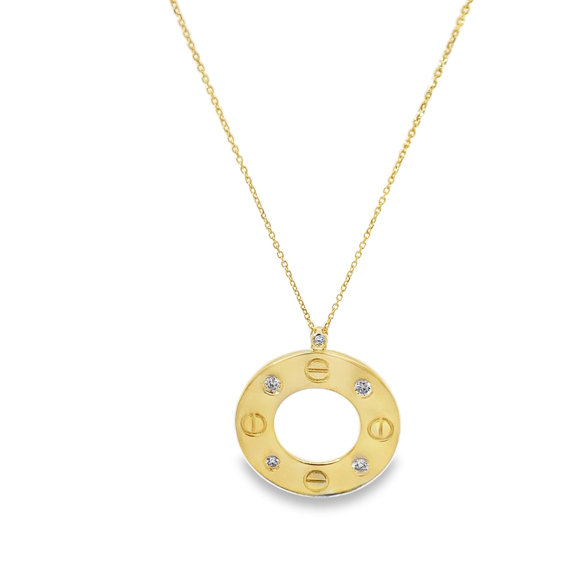 0.27Ctw 14K Yellow Gold Diamond Screw Style Pendant Necklace 18In 3.0Dwt