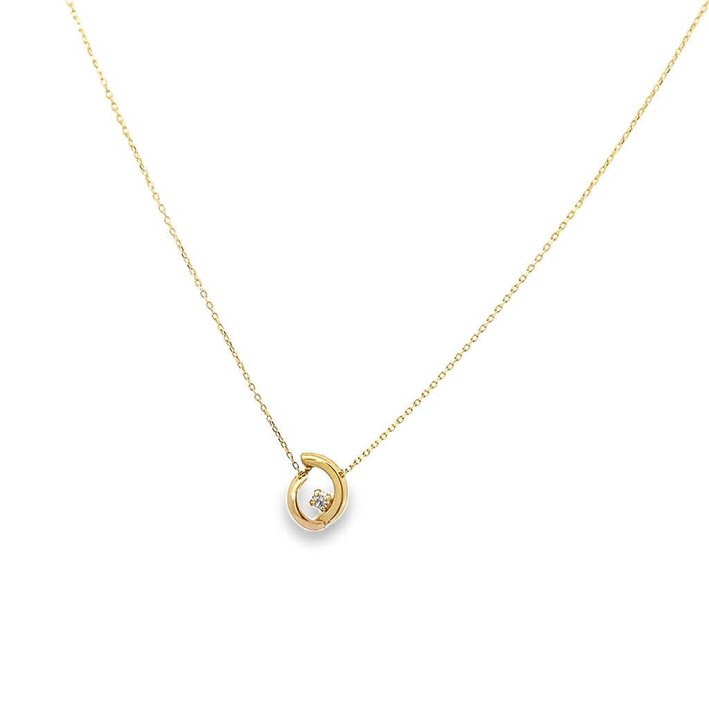 14K Yellow Gold Ladies Cz Pendant Necklace 18In