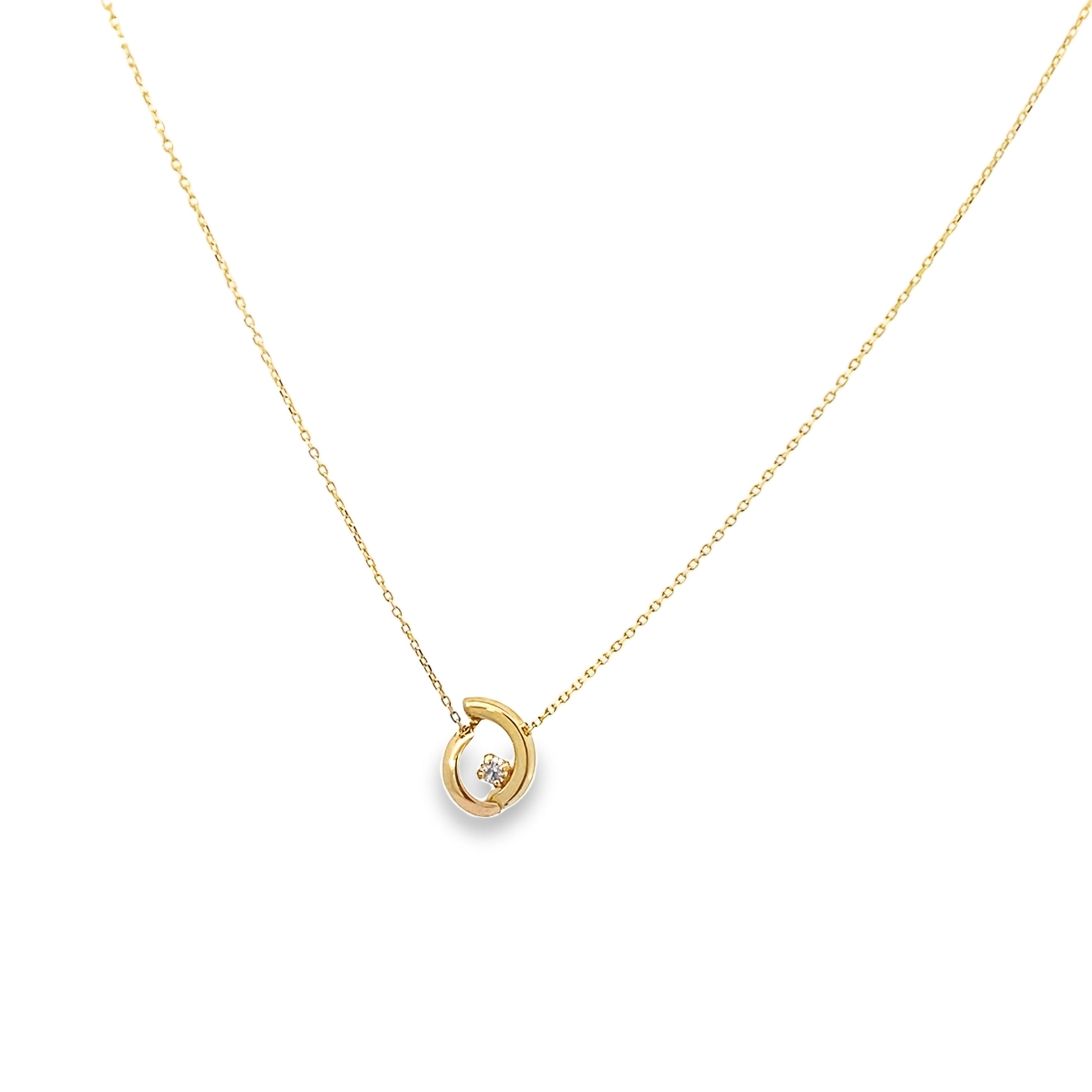 14K Yellow Gold Ladies Cz Pendant Necklace 18In