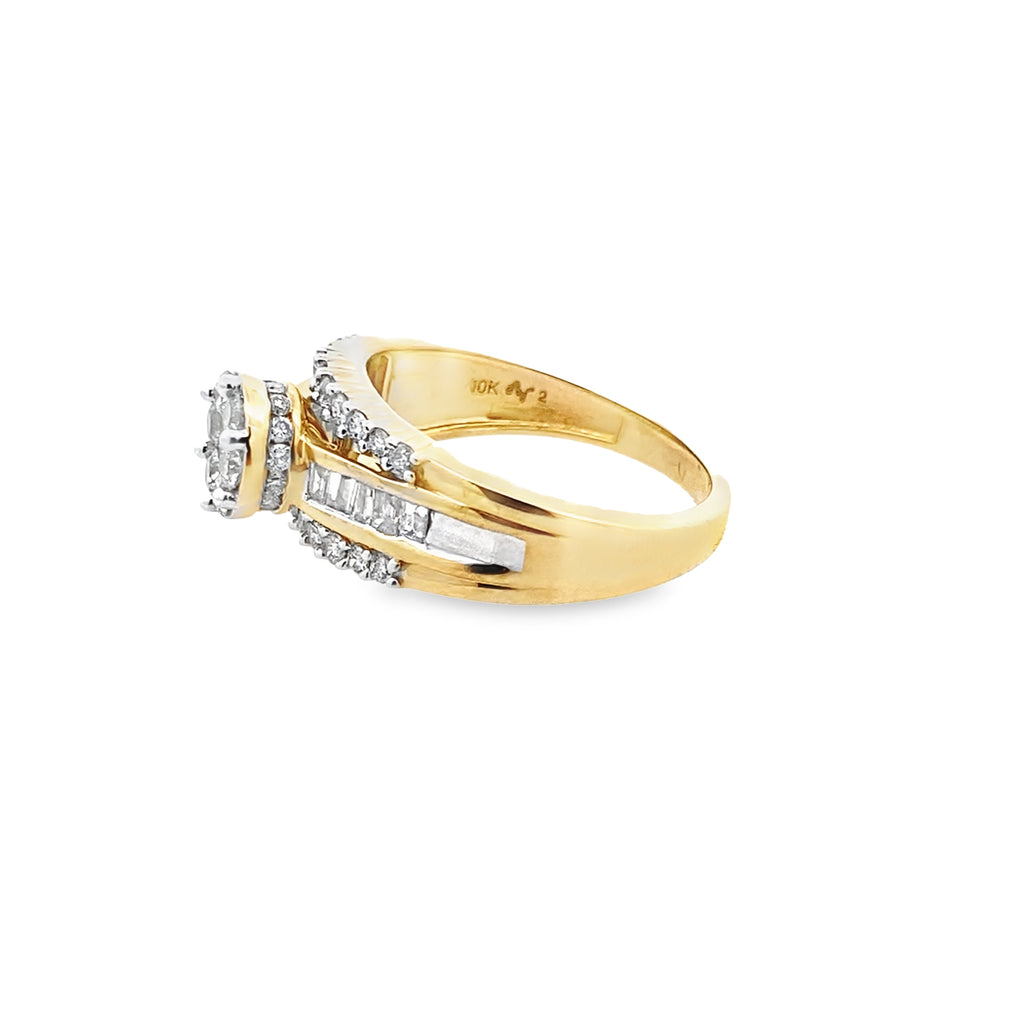 1.0Ctw 10K Yellow Gold Lds Engagement Ring Size 7 2.7Dwt