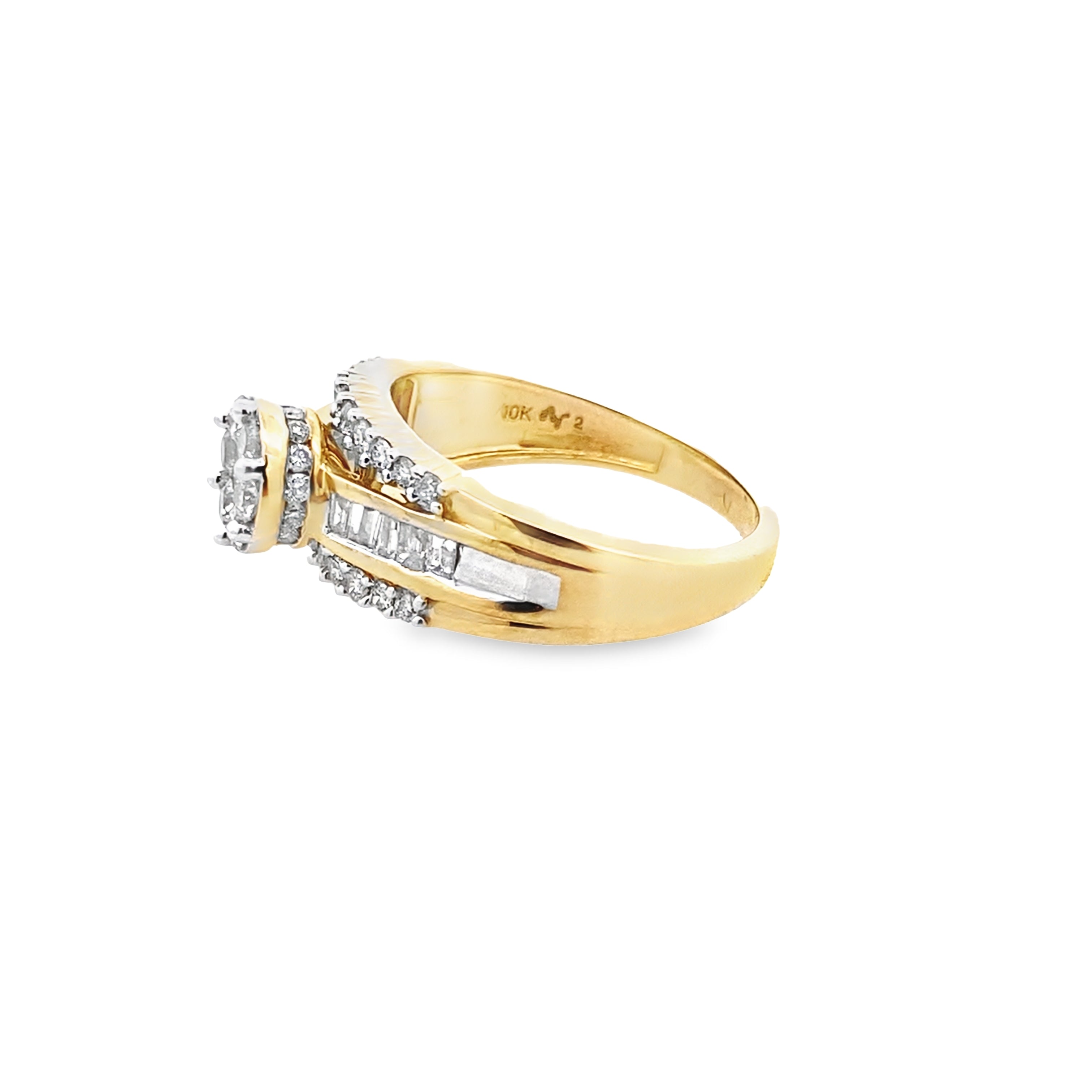 1.0Ctw 10K Yellow Gold Lds Engagement Ring Size 7 2.7Dwt