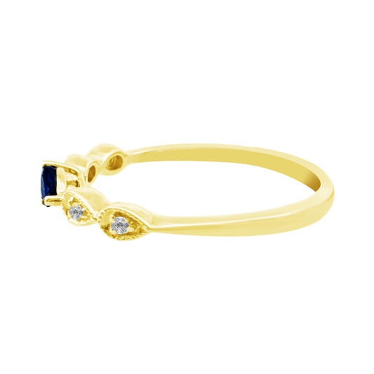 0.03Ct Dia 0.18Ct Bs 14K Yellow Gold Sapphire  & Dia Fashion Ring Size 7 1.0Dwt