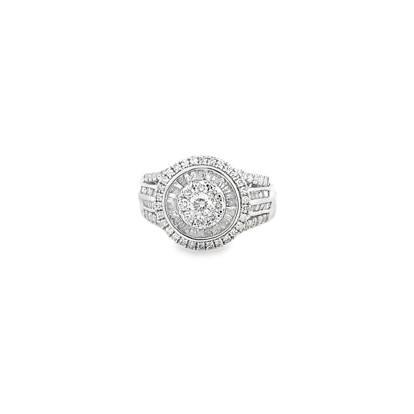 1.00Ctw 10K White Gold Diamond Fashion Ring Size 7 3.5Dwt