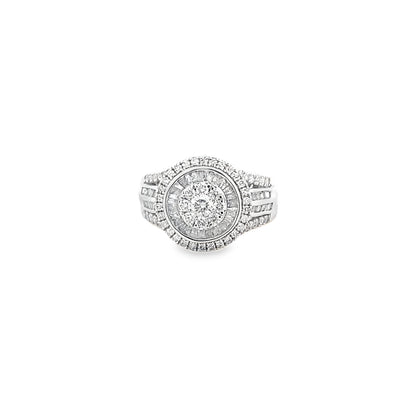 1.00Ctw 10K White Gold Diamond Fashion Ring Size 7 3.5Dwt