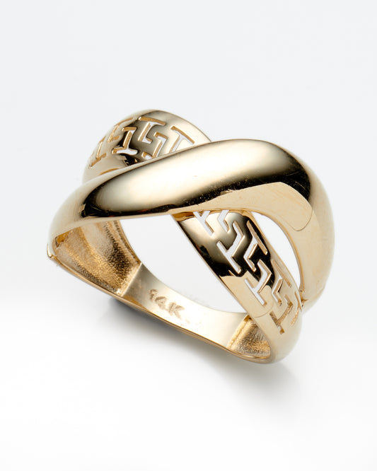 14K Yellow Gold Ladies Greek Key Fashion Ring Size 7 2.0Dwt