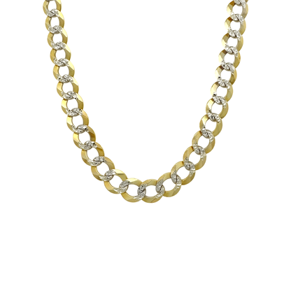 14K Two Tone Gold Italian Curb Link Chain 8.5Mm 26In 2705Dwt
