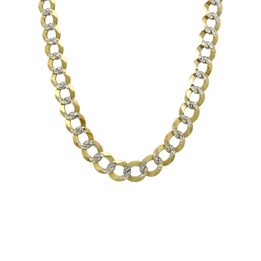 14K Two Tone Gold Italian Curb Link Chain 8.5Mm 26In 2705Dwt