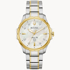Bulova Marine Star Ladies Watch (98P227) Two Tone Mother Of Pearl Dial Diamond Markers