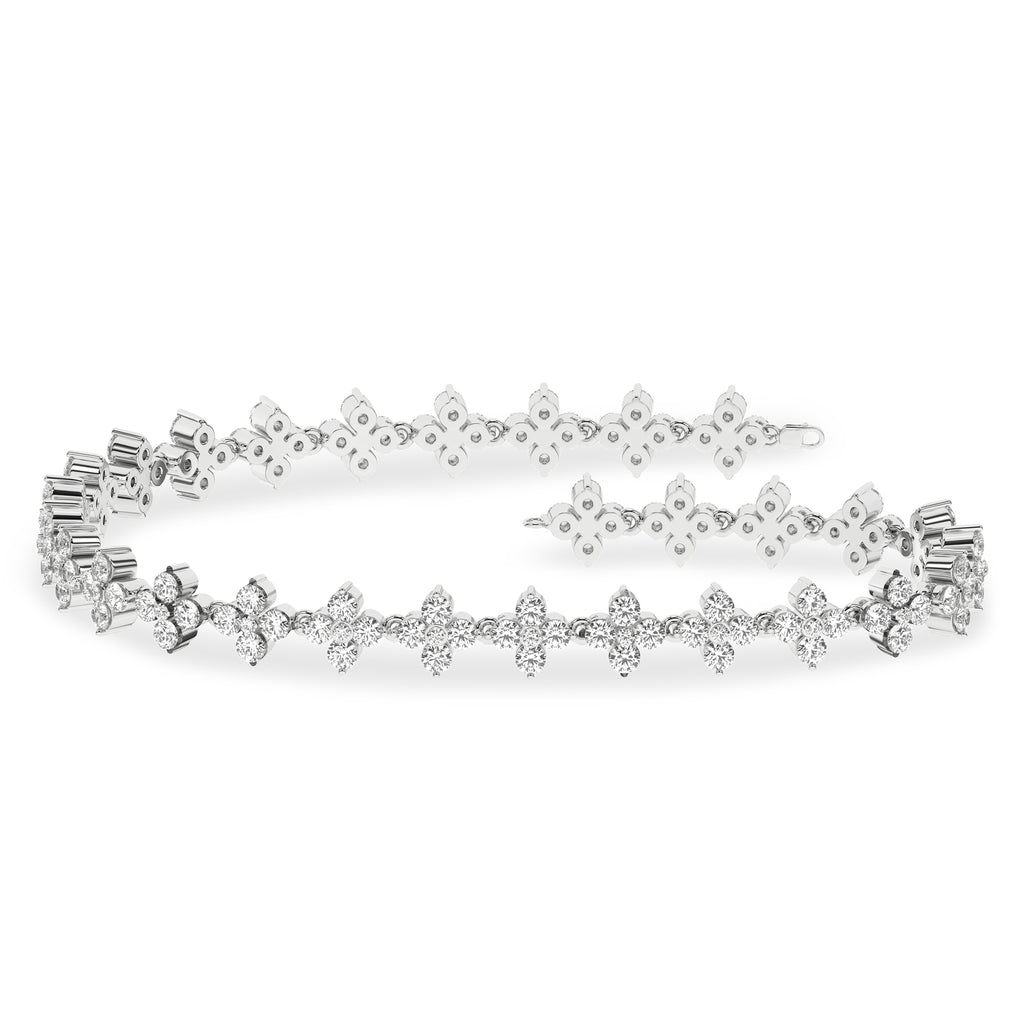 3.00Ctw 14K White Gold Lab Grown Diamond Petal Tennis Bracelet 7In IGI Certified