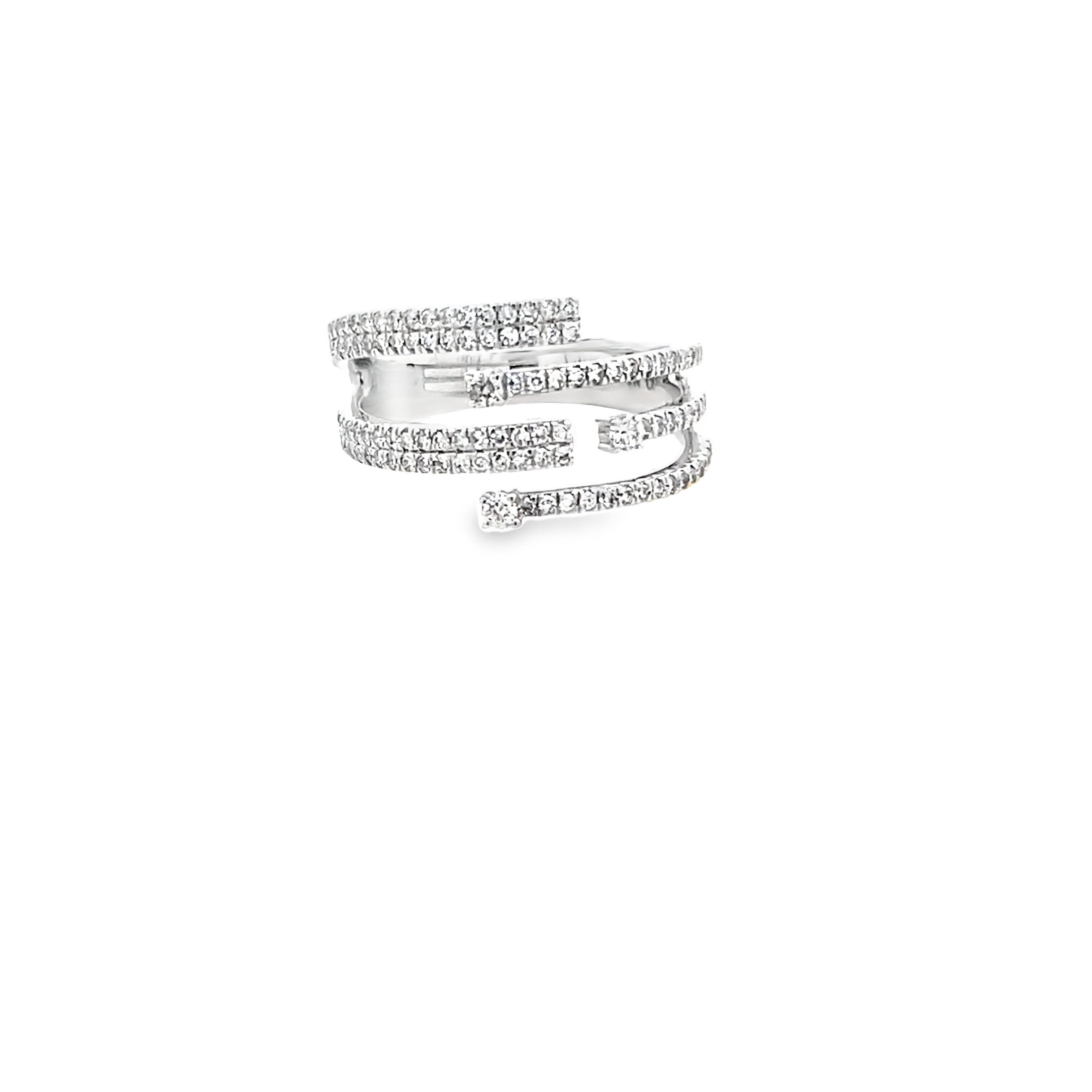 0.50Ctw 14K White Gold Diamond Fashion Ring Size 7 3.2Dwt
