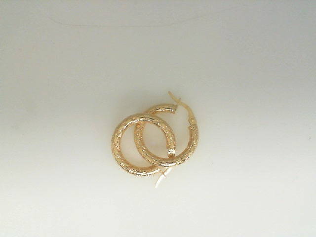 10K Yellow Gold 3X22mm "X" Design Hoop Earrings 0.9Dwt
