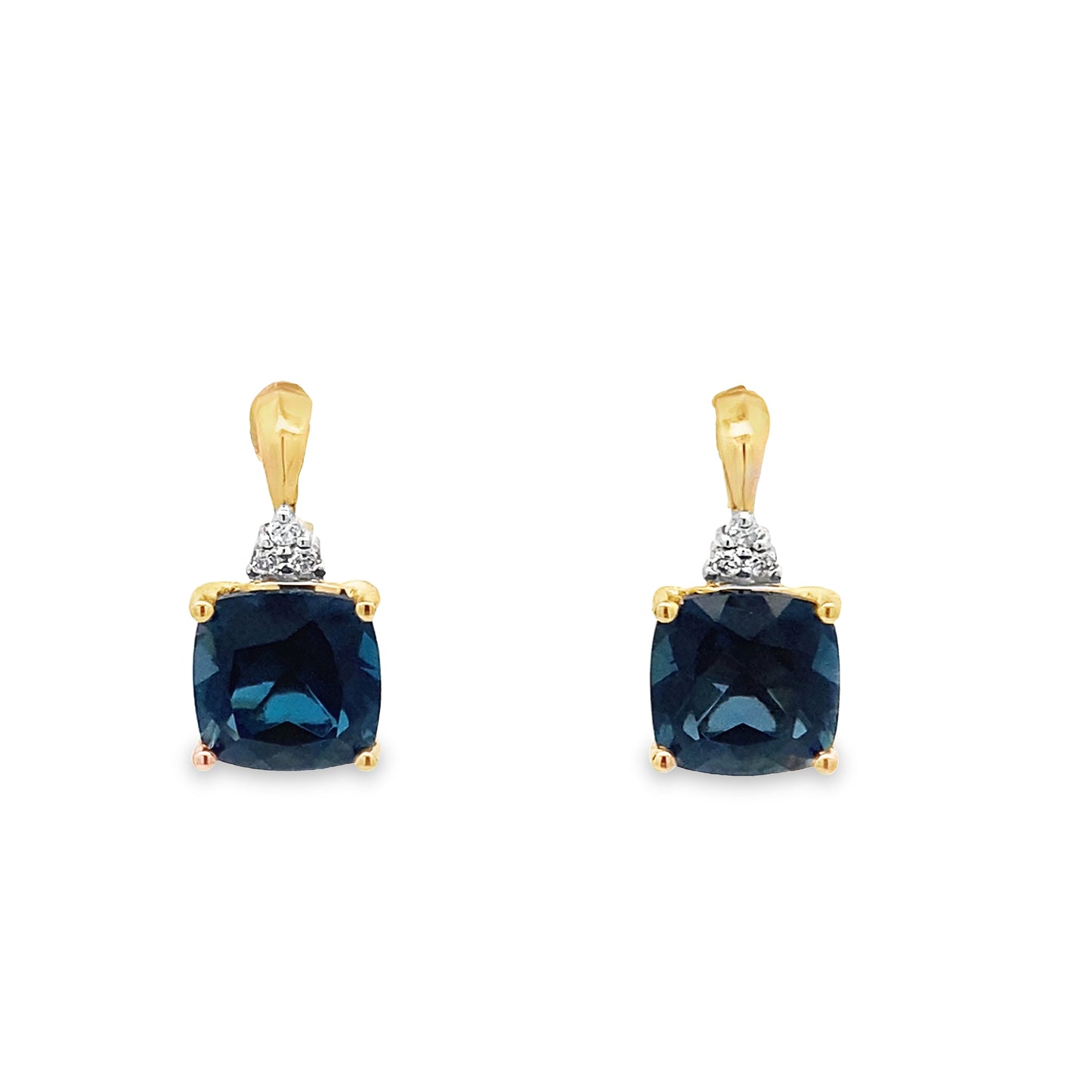 3.99 Lbcu/0.05 Ctw Dird 14K Yellow Gold London Blue Topaz & Dia Earrings 1.5Dwt