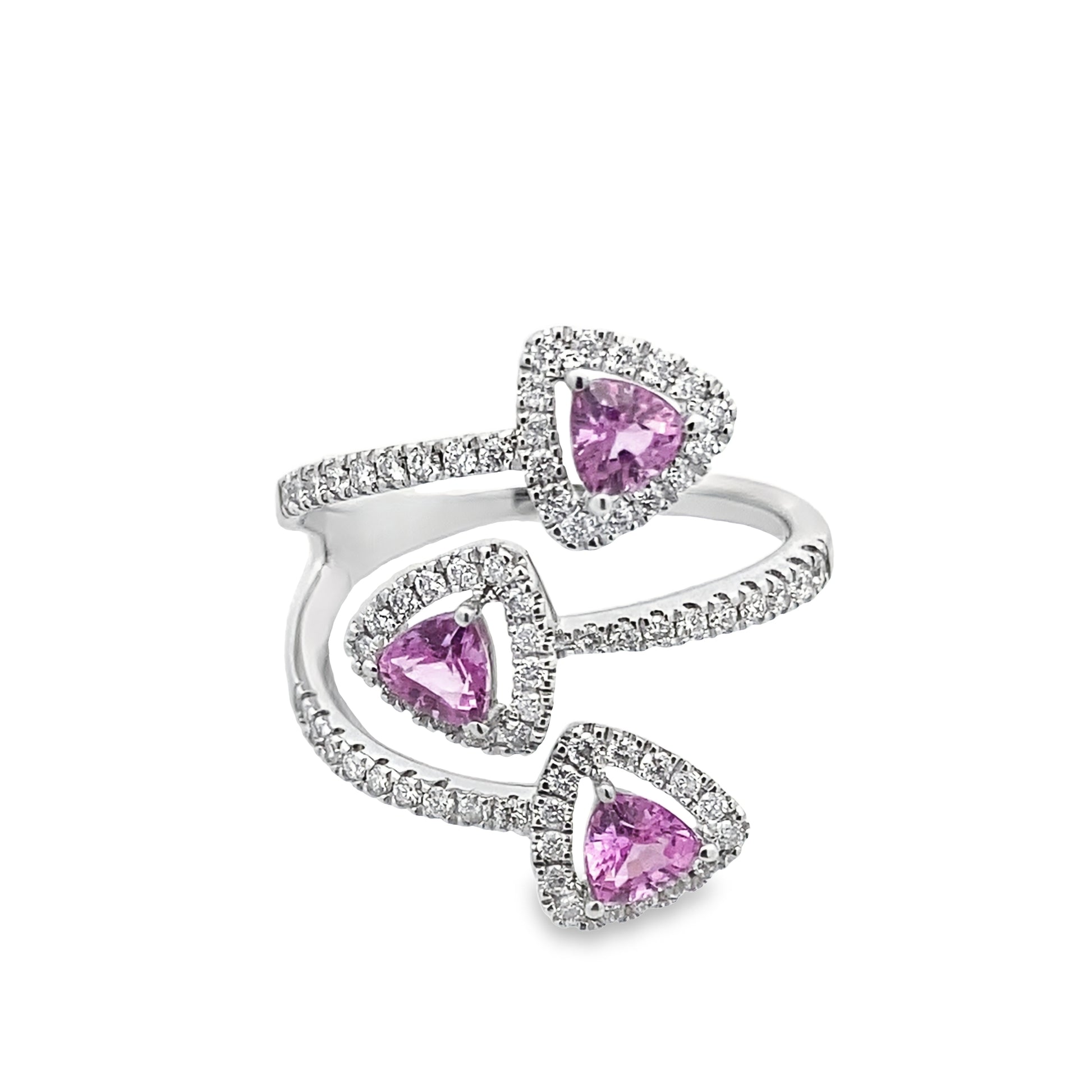 1.0 Psll/0.46 Ctw Dird 14K White Gold Pink Sapphire & Dia Ring Size 7 2.5Dwt
