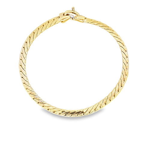 14K Yellow Gold Miami Herringbone Bracelet 7.25In 6.1 Dwt