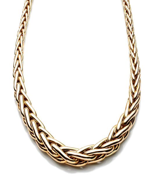 14K Yellow Gold Tapered Free Form Necklace 10Mm 18In 22.7Dwt