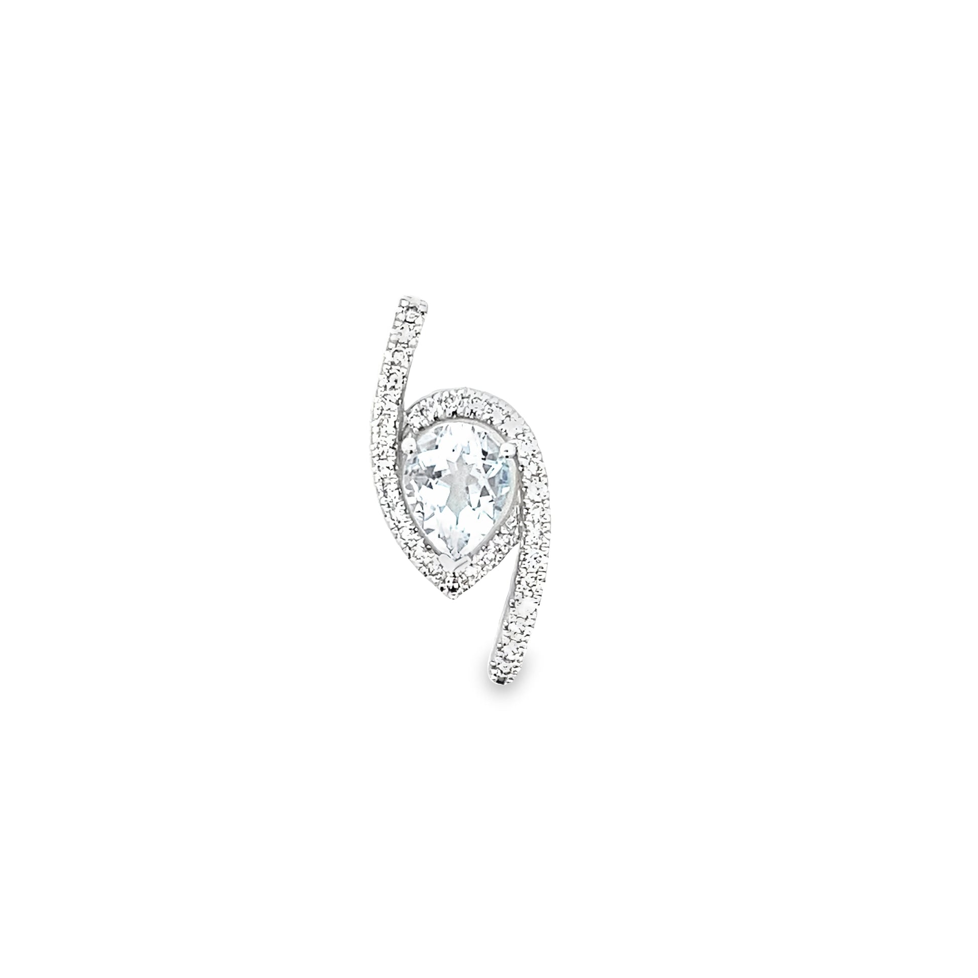 1.51 Aqpr/0.32 Ctw Dird 14K White Gold Aquamarine & Dia Pendant 1.8Dwt