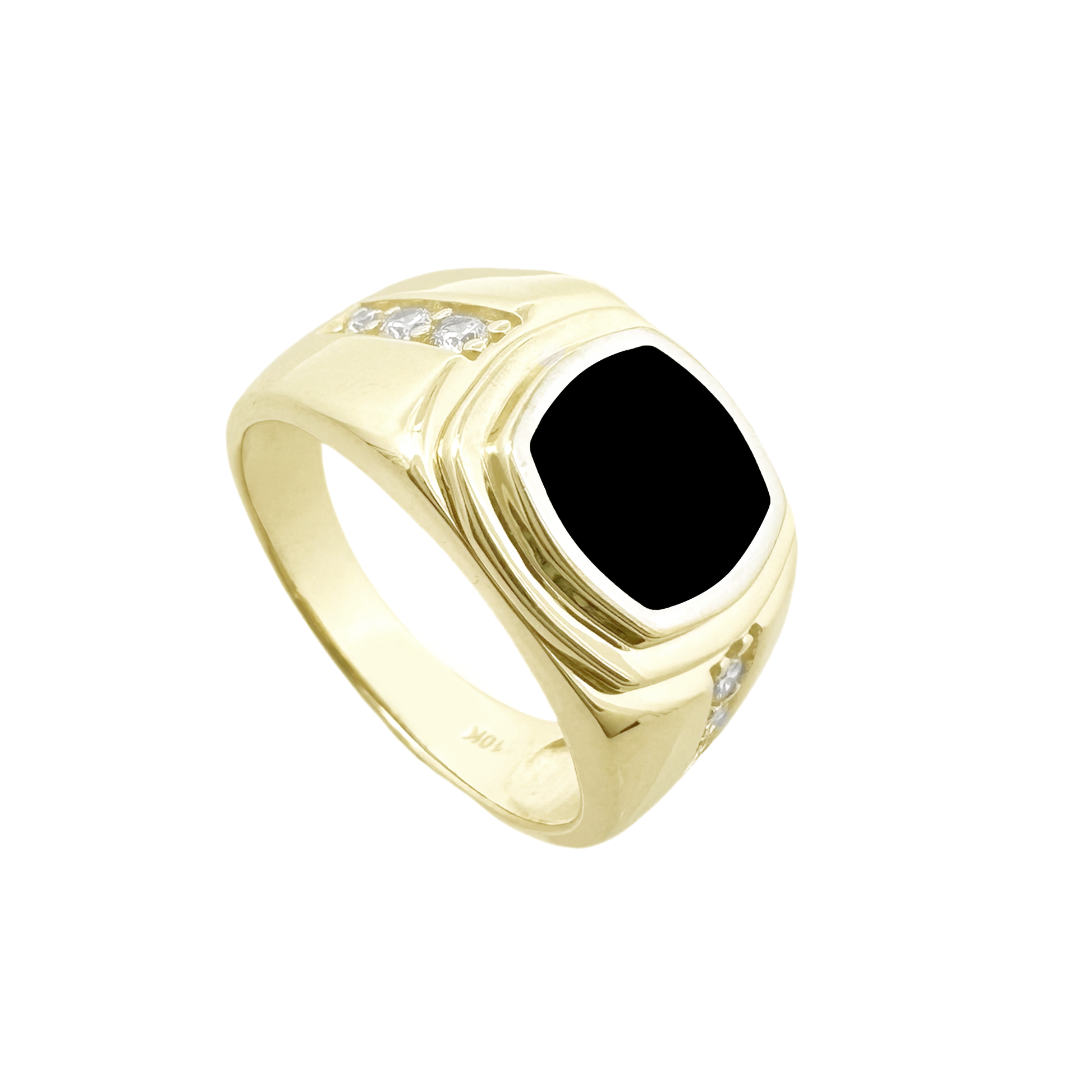 10K Yellow Gold Mens Ring W/Onyx Stone Size 11 5.3Dwt