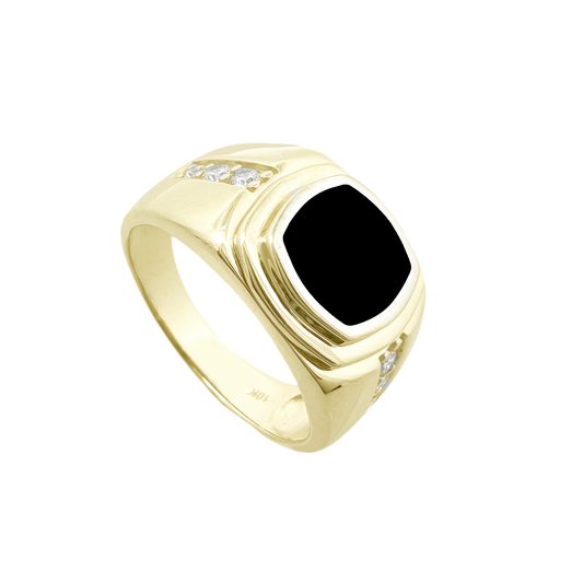 10K Yellow Gold Mens Ring W/Onyx Stone Size 11 5.3Dwt