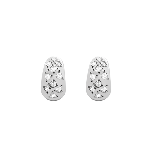 14K White Gold Cz Huggie Hoop Earrings 2.8Dwt