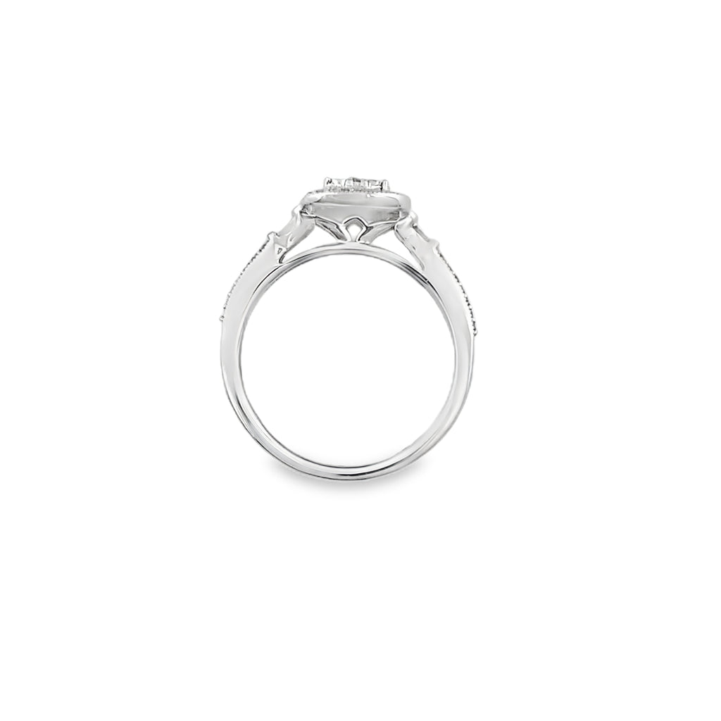 0.25Ct 10K White Gold Diamond Engagement Ring Size 7 2.0Dwt