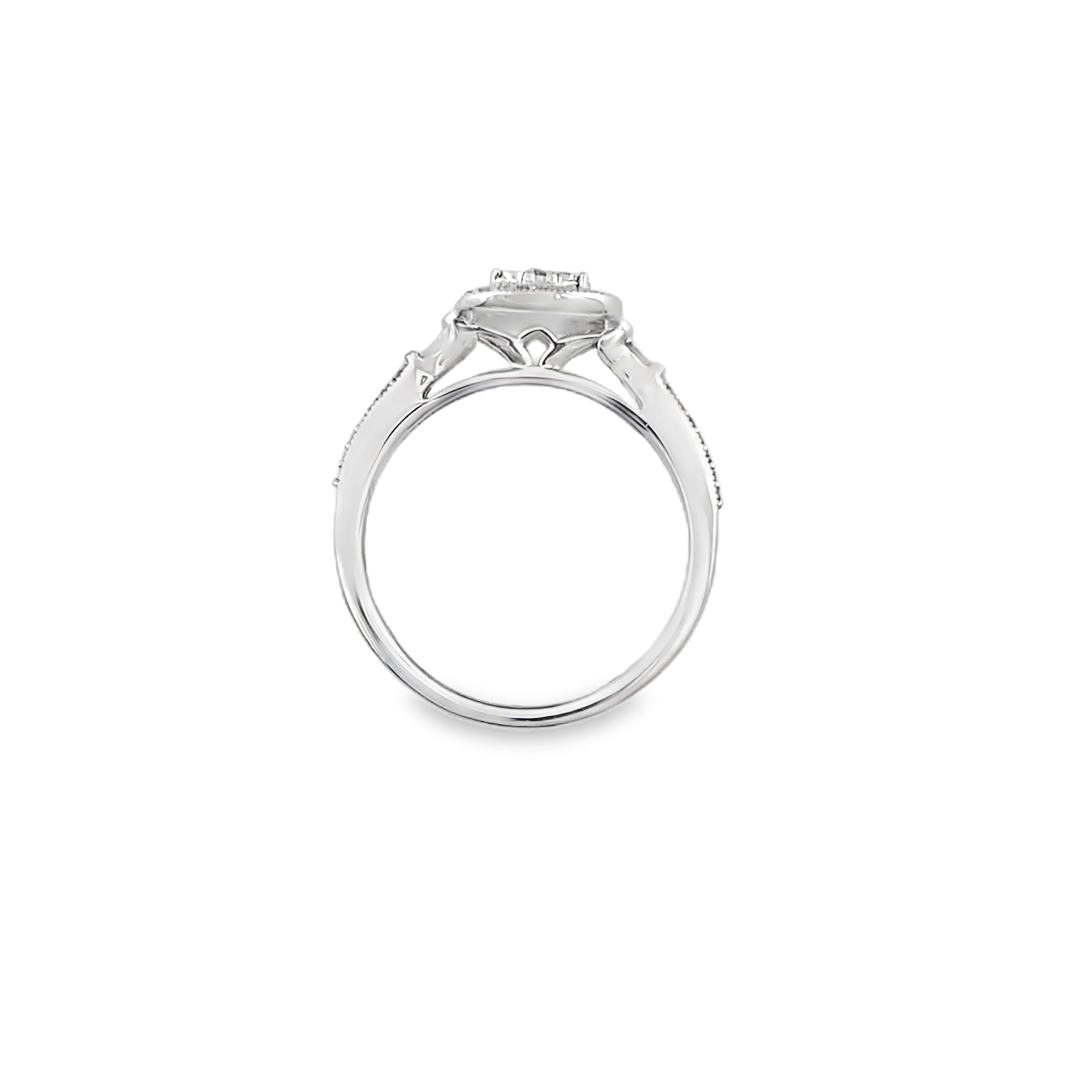 0.25Ct 10K White Gold Diamond Engagement Ring Size 7 2.0Dwt
