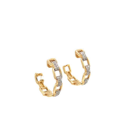 0.17Ctw 14K Yellow Gold Diamond Hoop Earrings 3.5Dwt