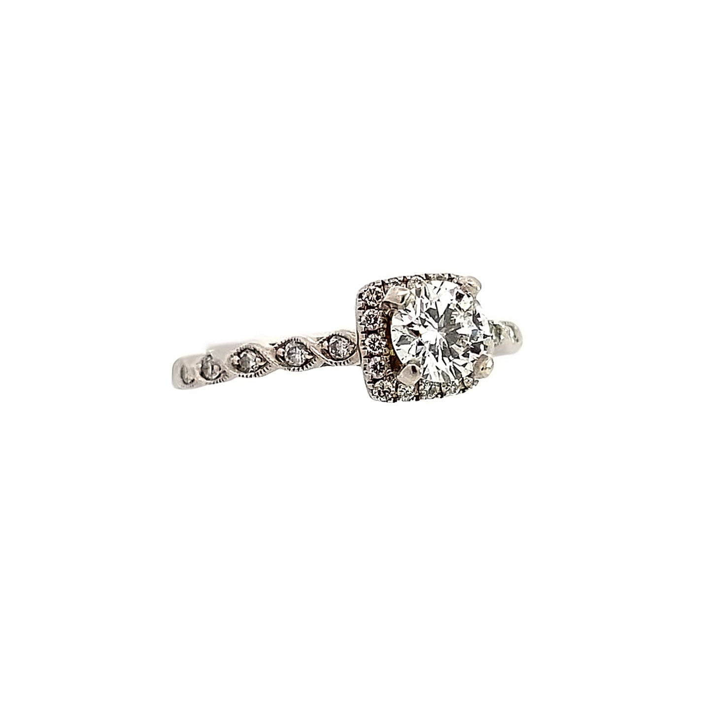 0.59Ctw Center 10K White Gold Diamond Engagement Ring Size 6.75 2.0Dwt