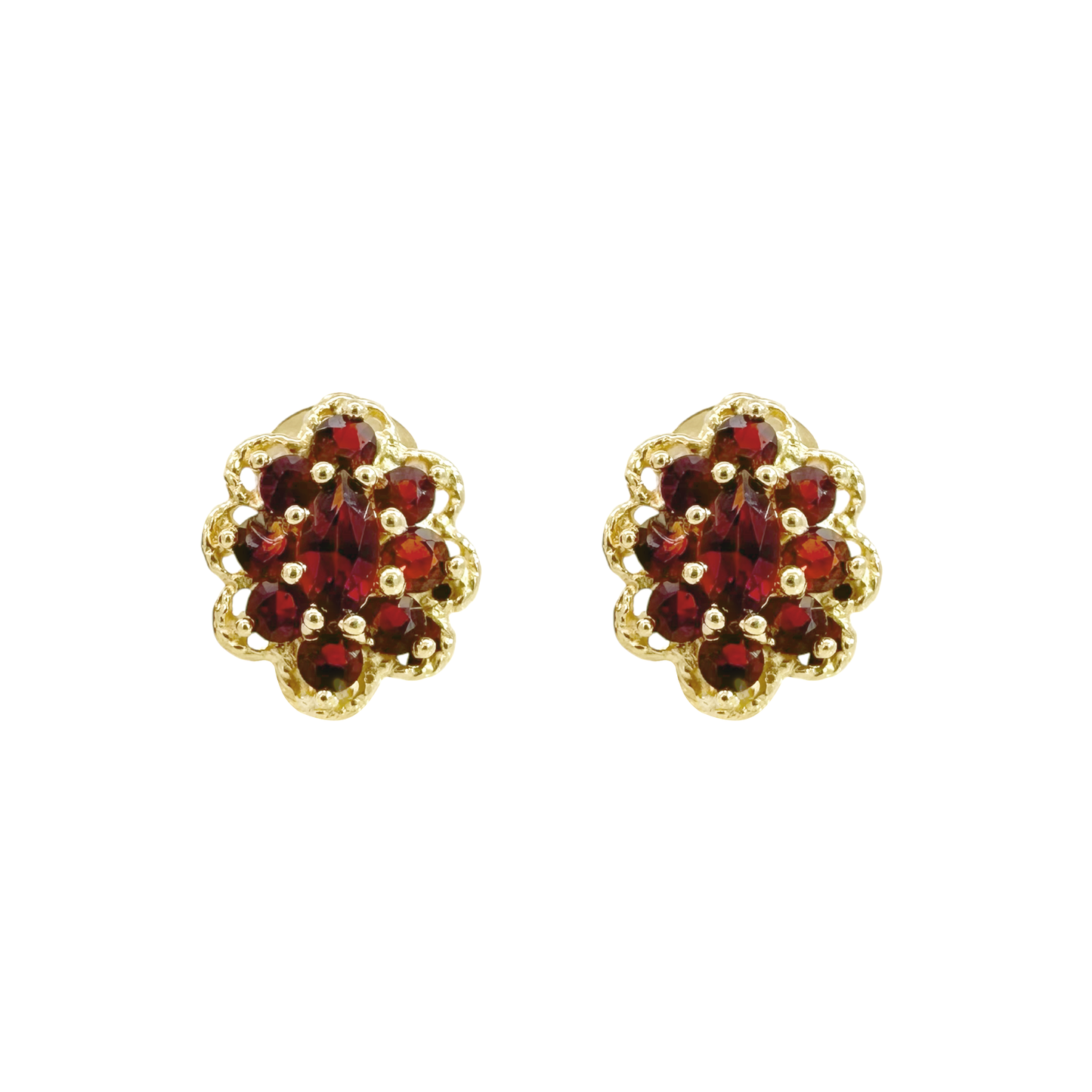 10K Yellow Gold Garnet Earrings 3.6Dwt