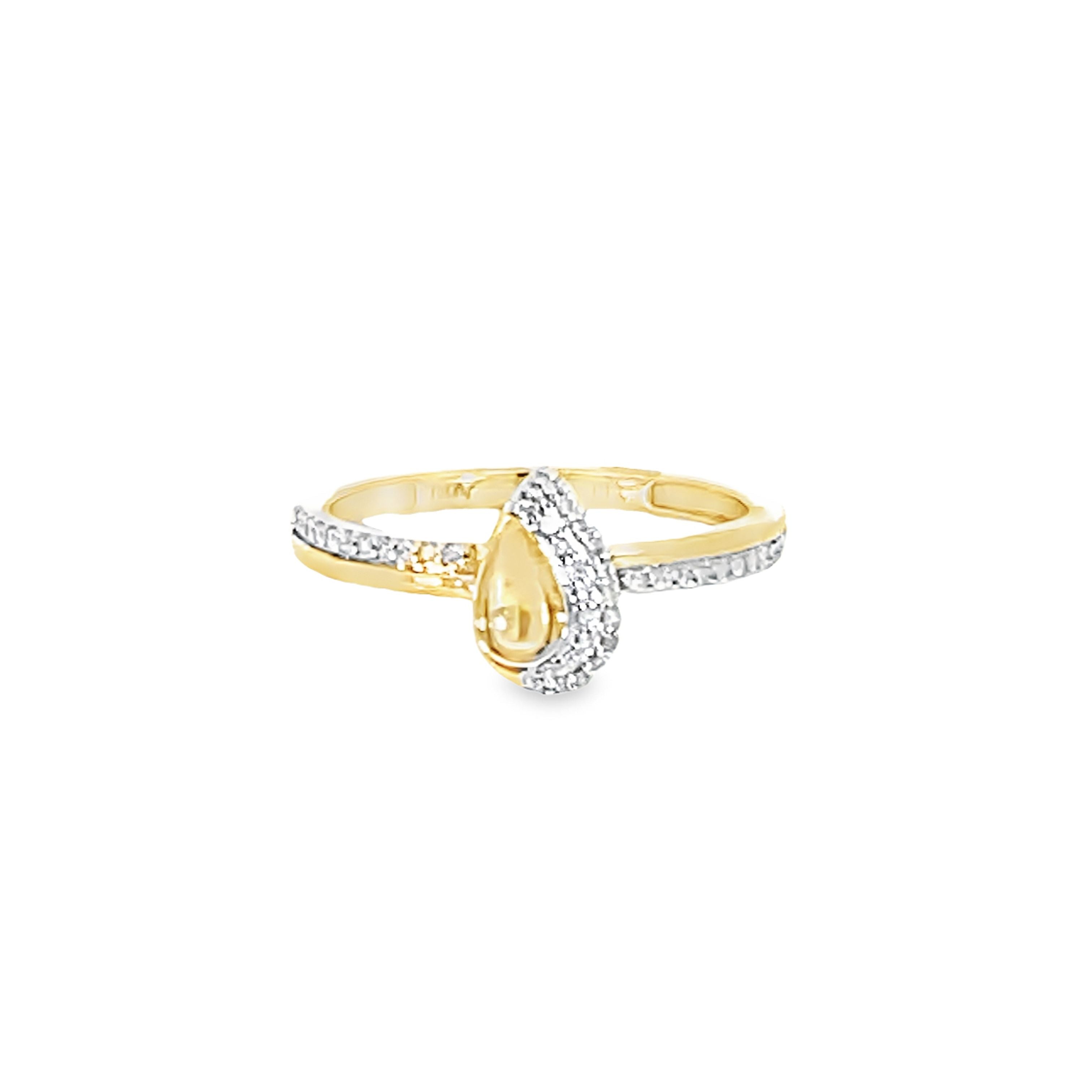 0.13Ctw 10K Yellow Gold Diamond Fashion Ring Size 7 1.3Dwt