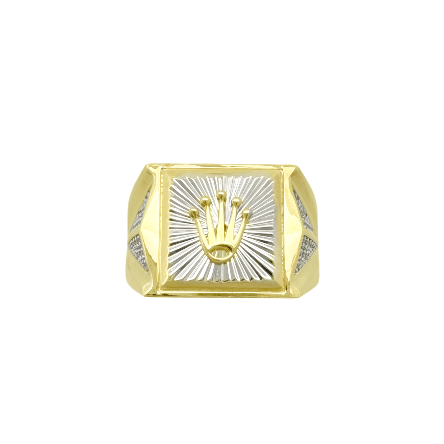 10K Two Tone Mens Crown Ring Size 13 4.0Dwt