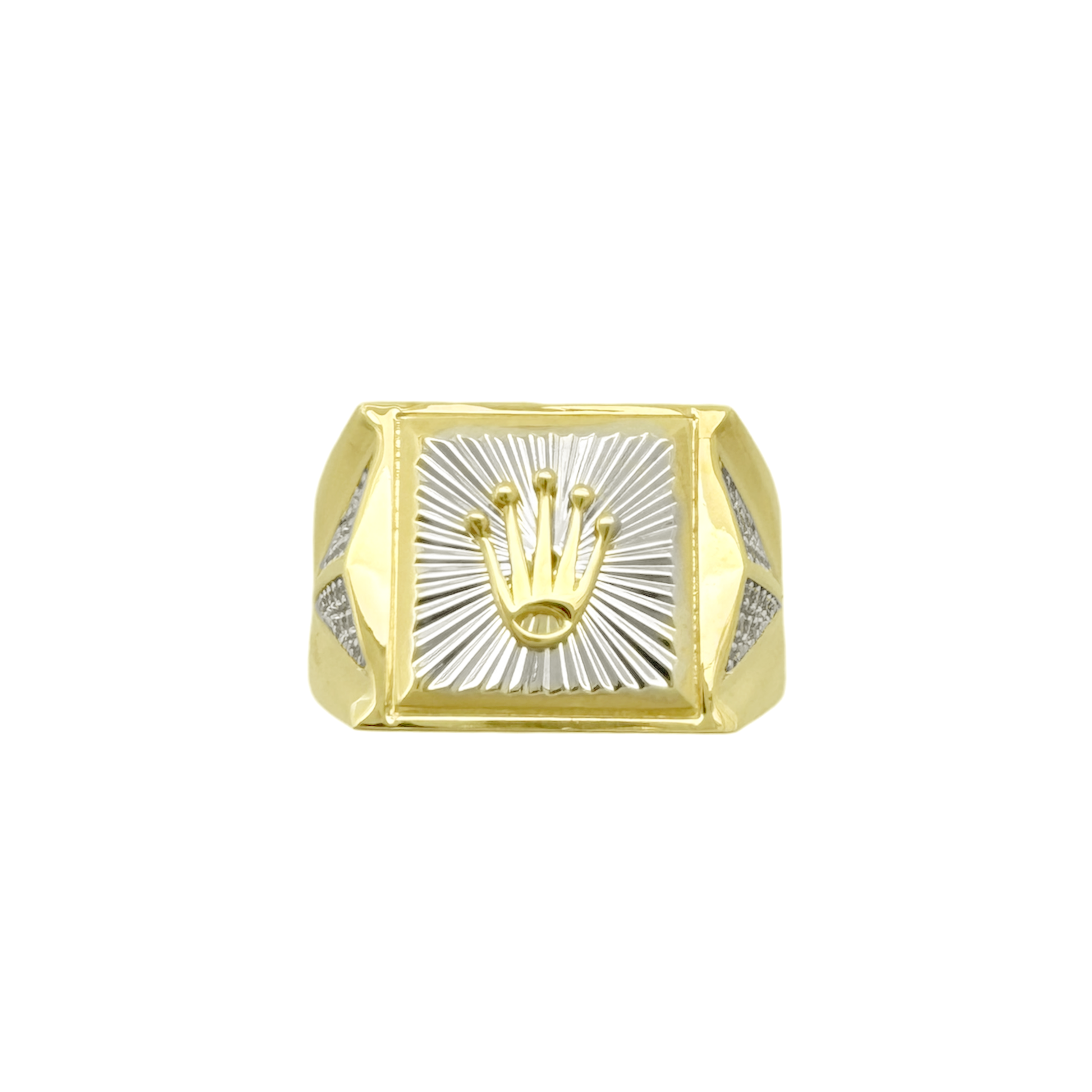 10K Two Tone Mens Crown Ring Size 13 4.0Dwt