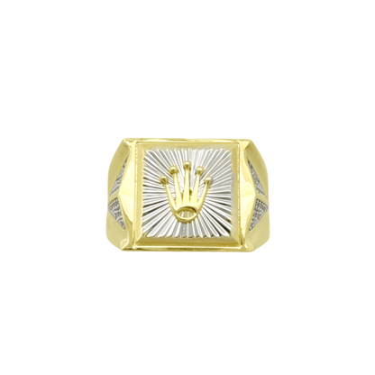 10K Two Tone Mens Crown Ring Size 13 4.0Dwt