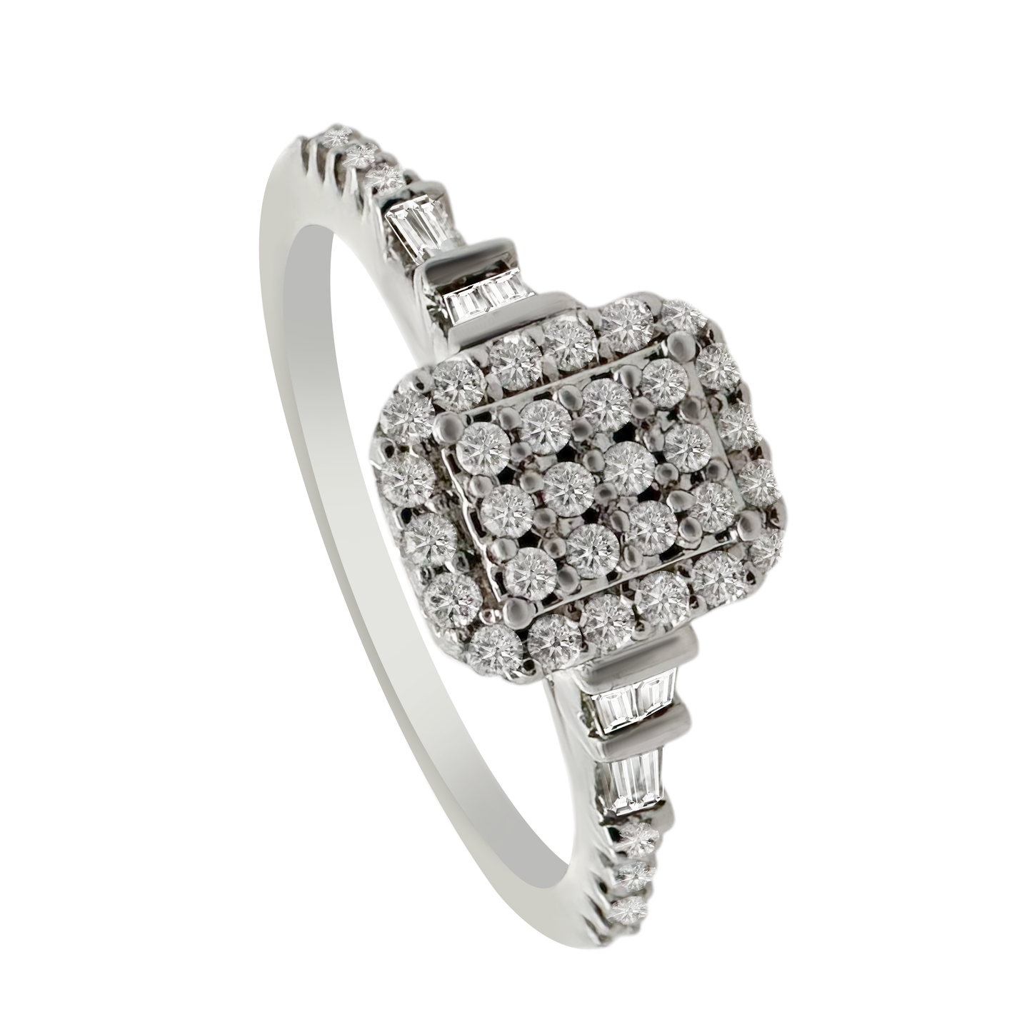 0.30Ctw 14K White Gold Diamond Engagement Ring Size 7 1.9Dwt