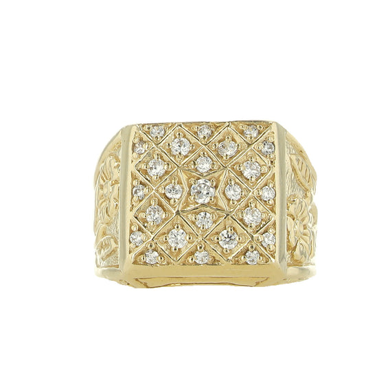 10K Yellow Gold Mens Cz Fashion Ring Size 10 11.6Dwt