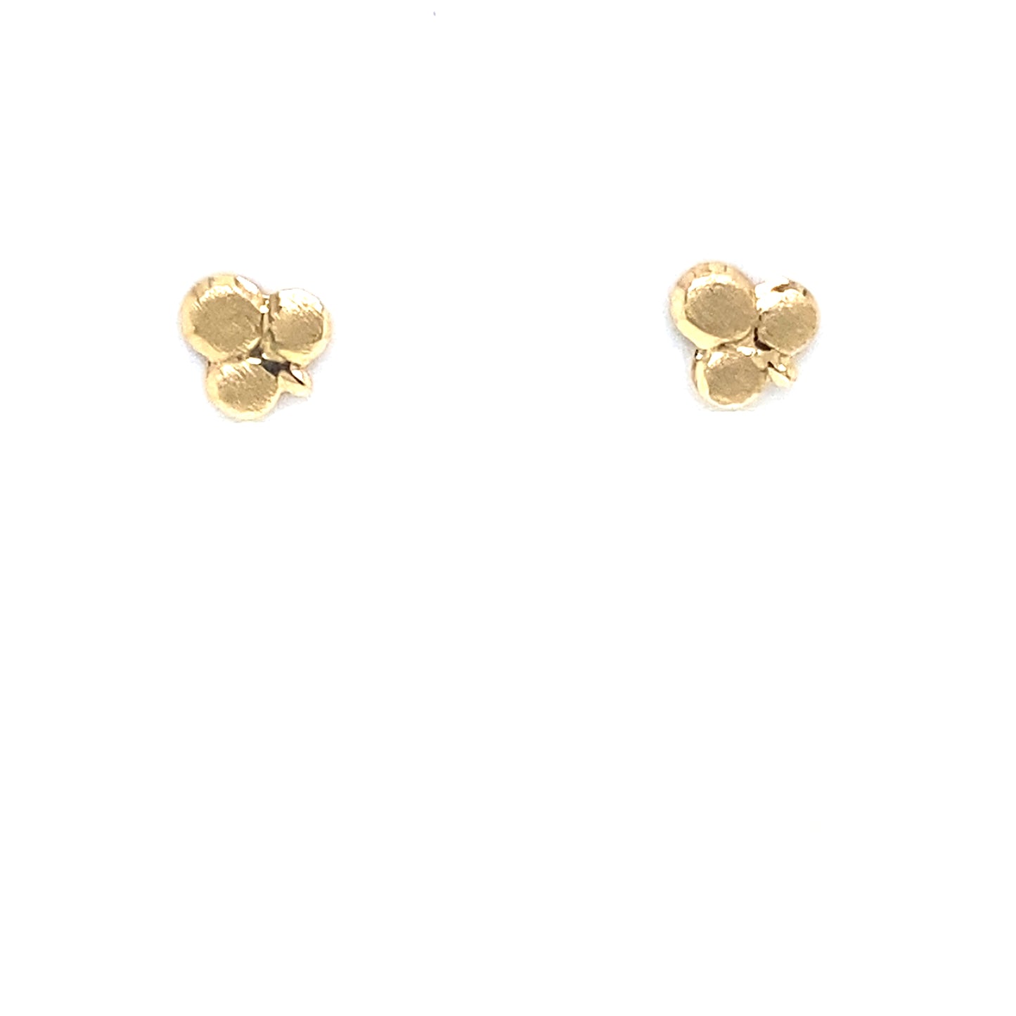 14K Yellow Gold Baby 3 Leaf Clover Stud Earrings