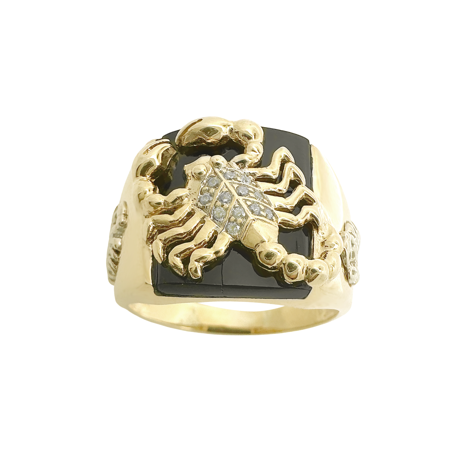 10K Two Tone Gold Scorpion & Onyx Fashion Ring Size 10 4.9Dwt
