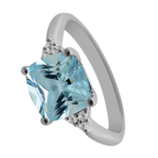 1.34 Aqcu 0.05 Dird 14K White Gold Aquamarine & Dia Ring Size 7 2.4Dwt