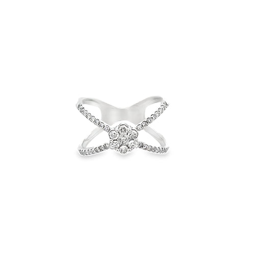0.50Ctw 14K White Gold Diamond Fashion Ring Size 7 2.2Dwt