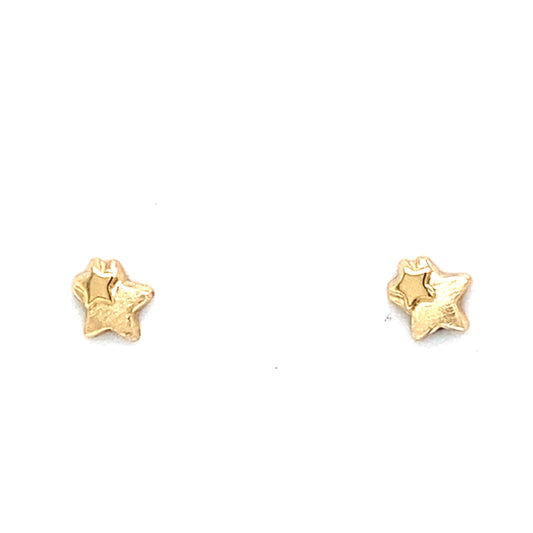 14K Yellow Gold Small Baby Satin Star Stud Earring