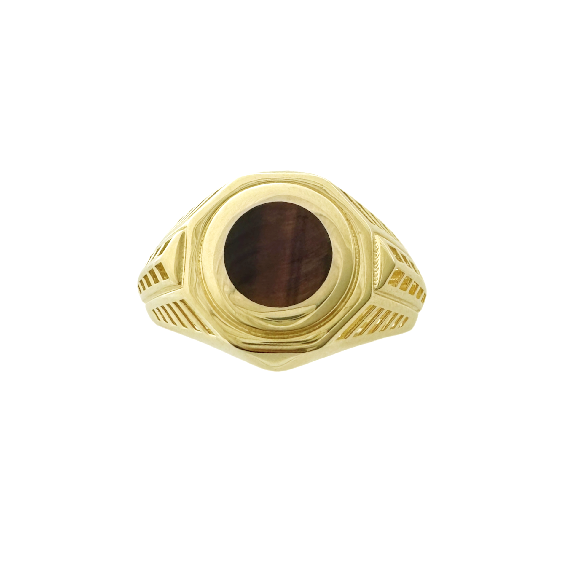 10K Yellow Gold Mens Brown Stone Ring Size 13 2.6Dwt