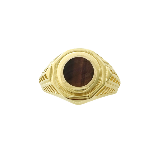 10K Yellow Gold Mens Brown Stone Ring Size 13 2.6Dwt