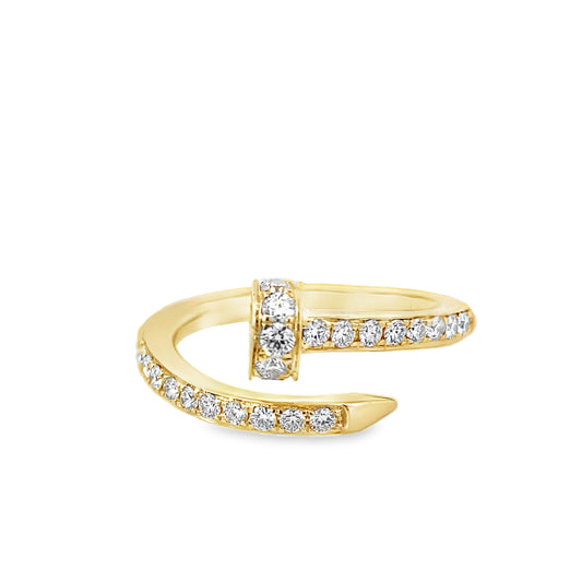 0.58Ctw 14K Yellow Gold Diamond Nail Ring Size 7.5 3.3Dwt