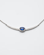 0.35Ctw Diamond 0.42Ctw Sapphire 18K White Gold Necklace 18In 1.9Dwt