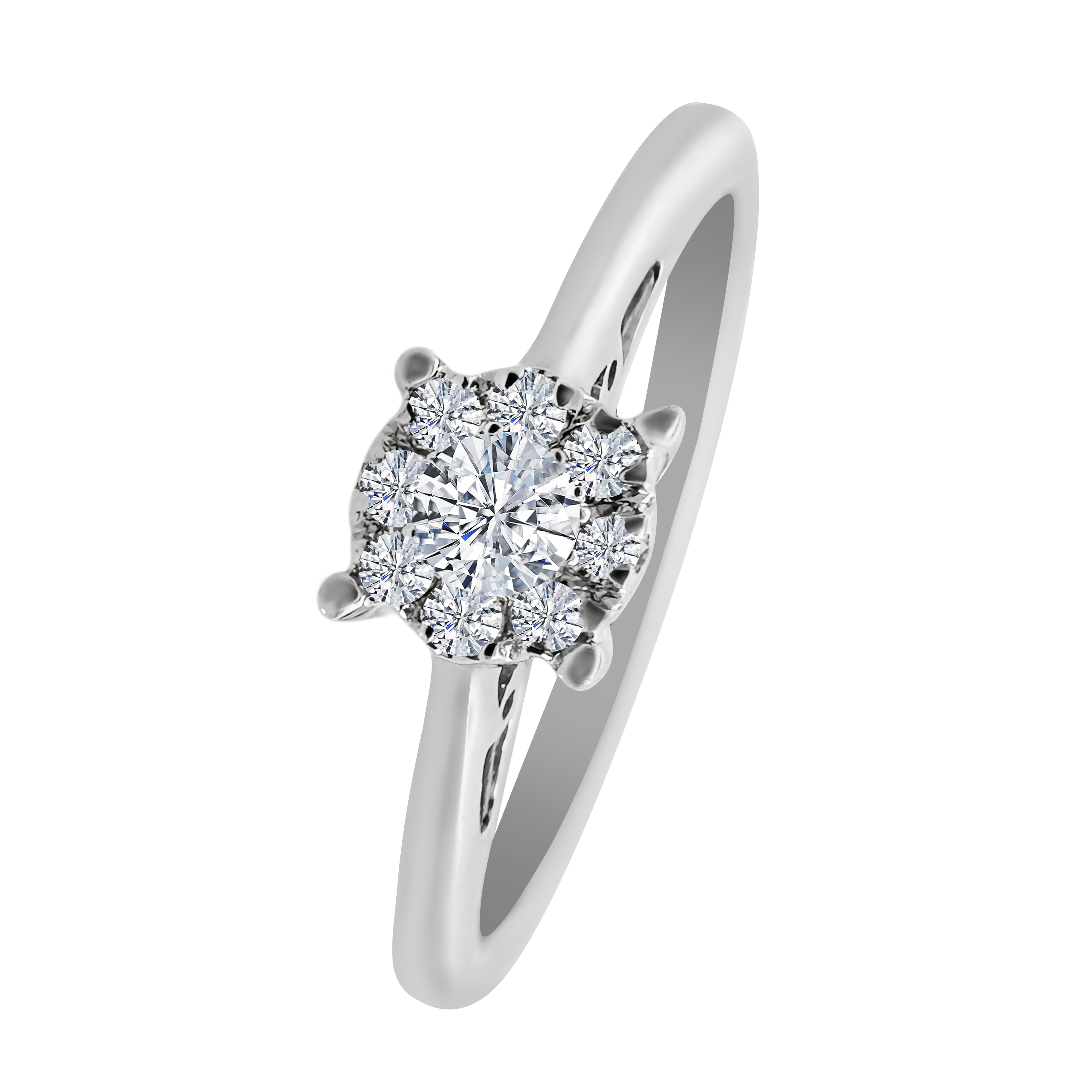 0.13Ct 10K White Gold Diamond Engagement Rings Size 7 1.5Dwt