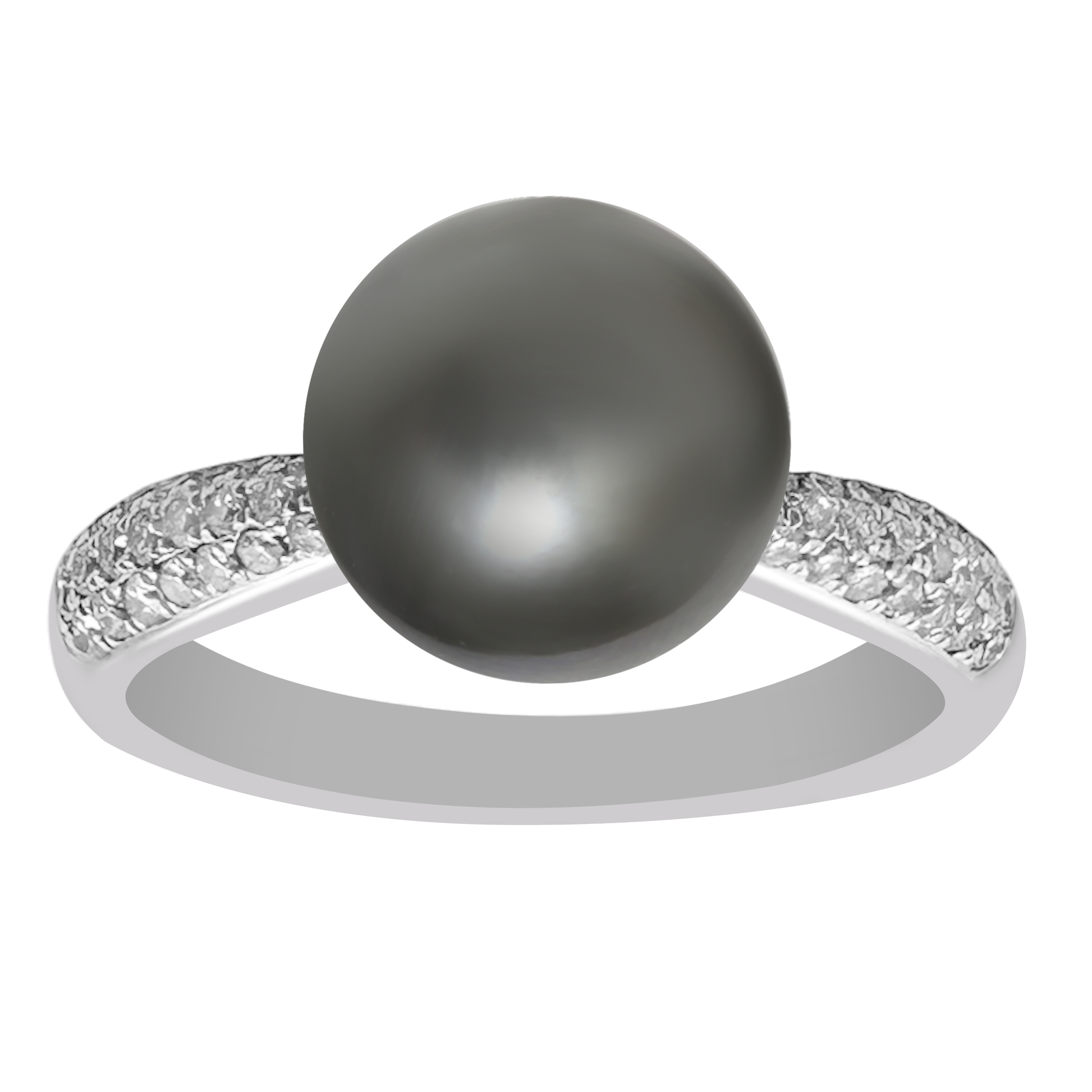 4.08Tpr 0.25Dir 18K White Gold Tahitian Pearl & Diam Ring Size 6.5 2.8Dwt+